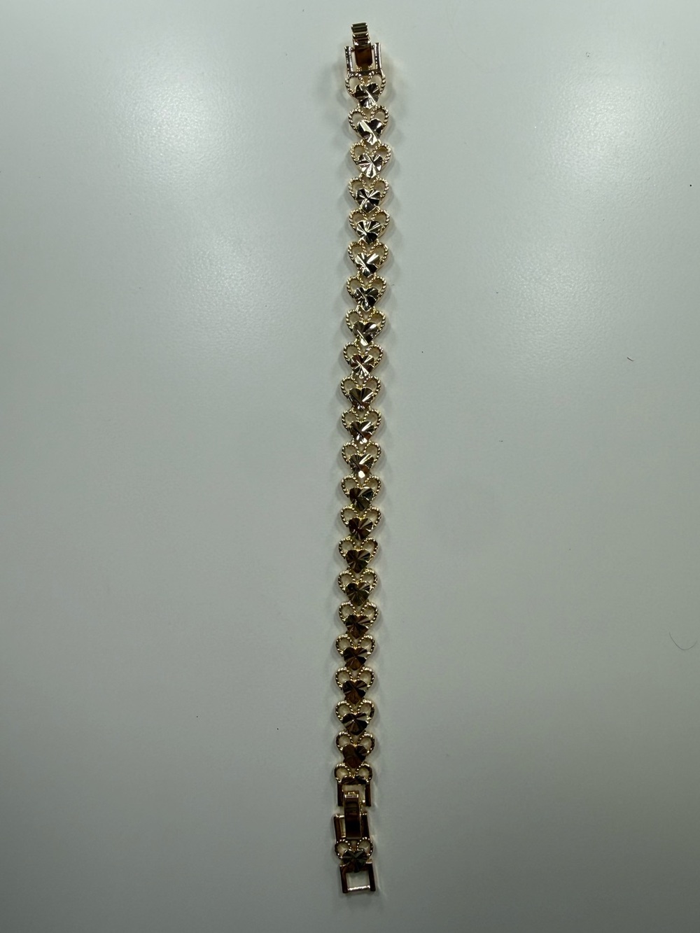 14k Gold Plated Diamond-Cut Heart Link Bracelet 7”-8” Waterproof & Tarnish-Proof